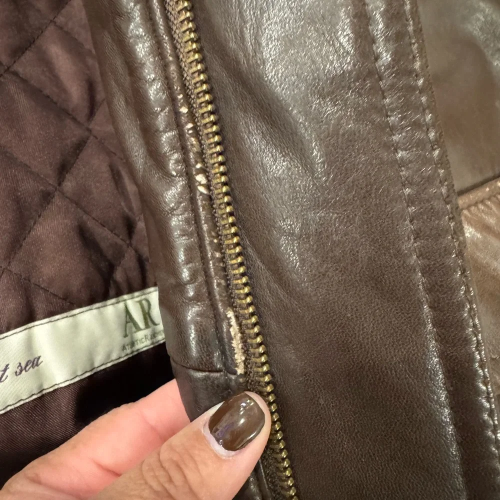 Vintage Atlantic Rancher Leather Lined Jacket Coat See Measurements Flaws - Picture 10 of 13